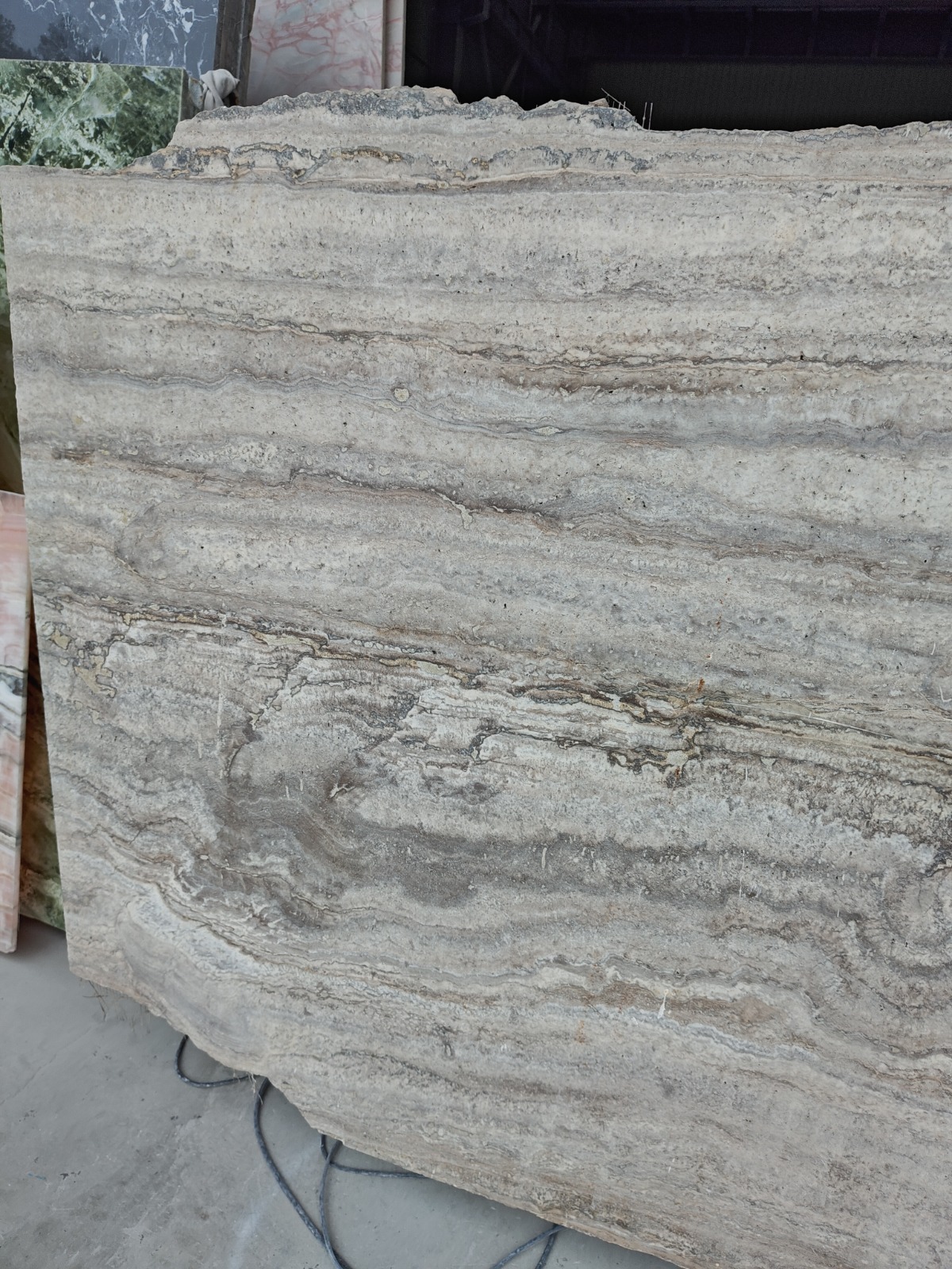 Silver travertine slab